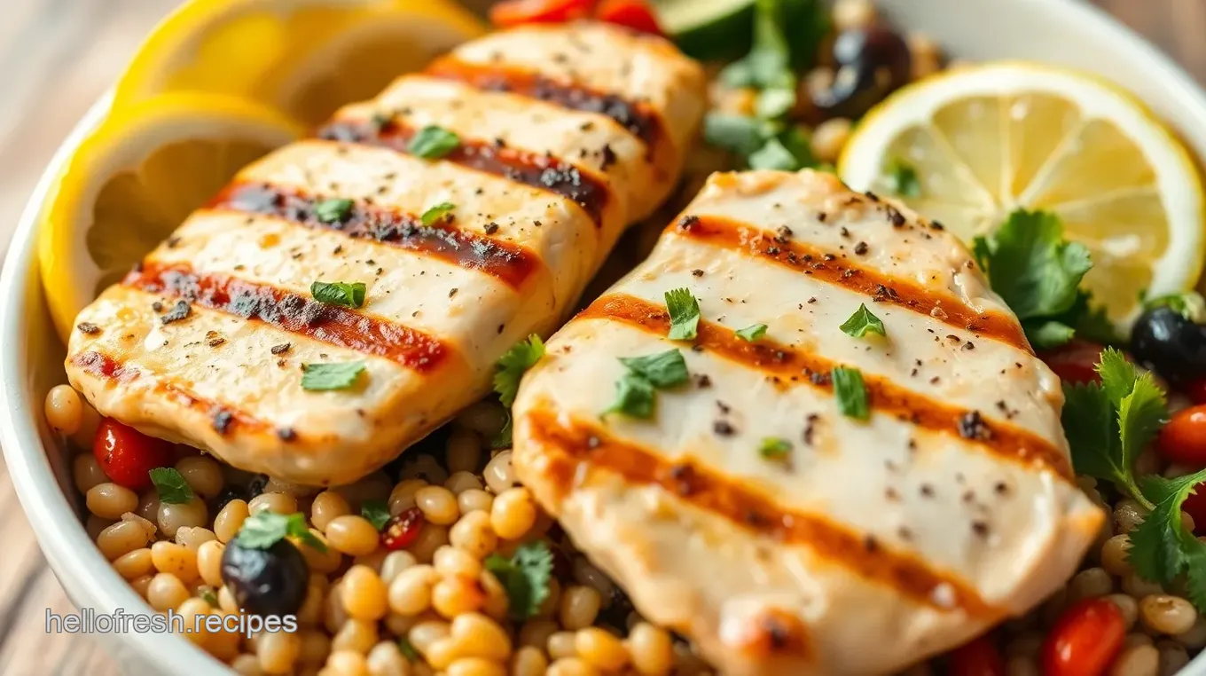 Mediterranean Grain Bowl with Grilled Lemon-Herb Chicken