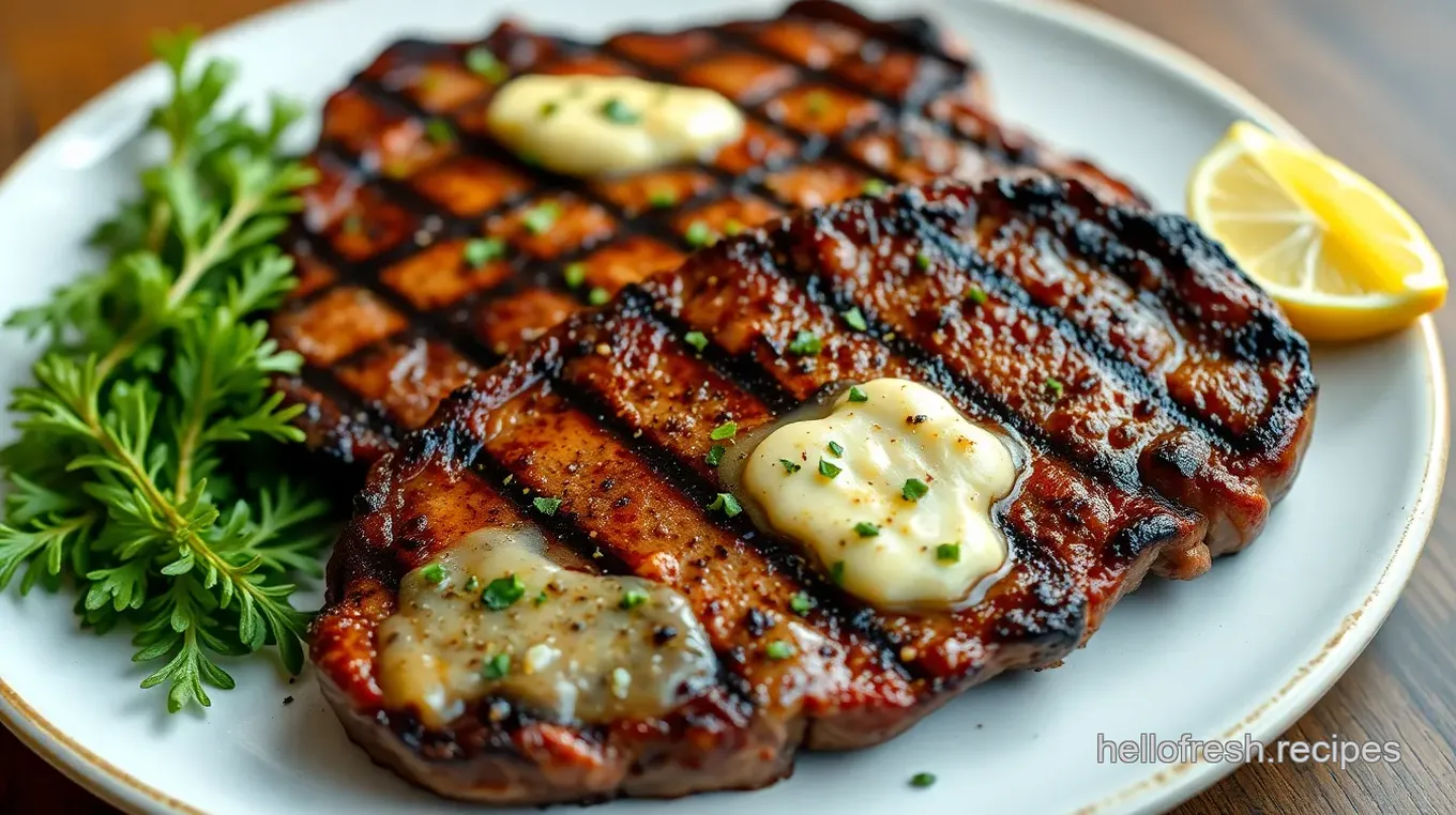 Grilled Ranch Steaks with Garlic Herb Butter