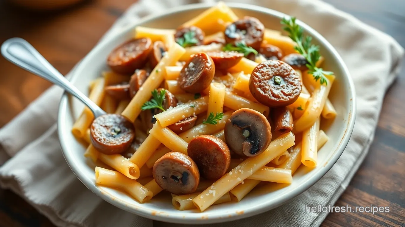 Rigatoni with Italian Sausage and Fresh Mushrooms