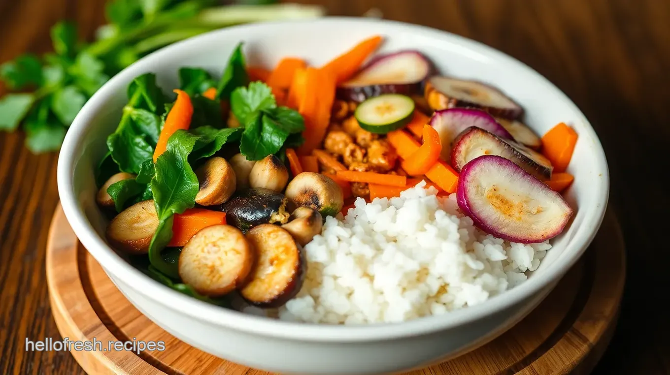 Vibrant Sautéed Bibimbap with Colorful Veggies