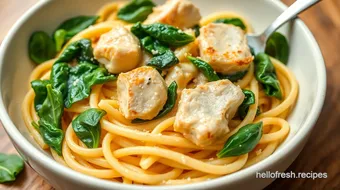 Cook Creamy Pasta with Chicken & Spinach recipe card