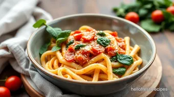 Cook Creamy Pasta with Rich Tomato Sauce recipe card