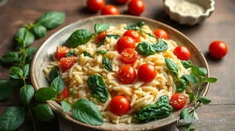 Ultimate Creamy Orzo with Spinach & Cherry Tomatoes: A Cozy Kitchen Favorite recipe card