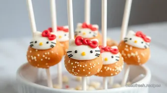 Delicious Cake Pops with Hello Kitty Charm recipe card