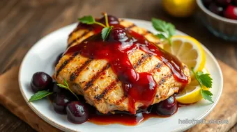 Grilled Chicken with Cherry Lemon Sauce recipe card