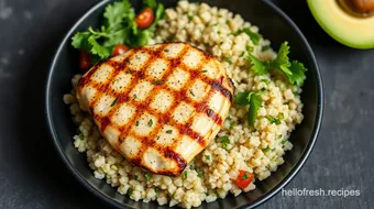 Grilled Chicken with Fresh Quinoa Salad recipe card