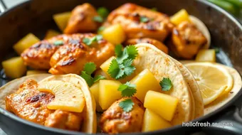 Quick One Pan Chicken Tacos with Pineapple recipe card