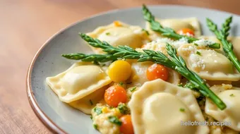 Quick Ravioli with Asparagus Delight recipe card