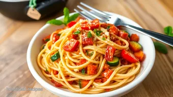 Quick Spaghetti with a Kick of Spice recipe card