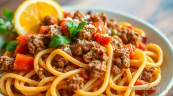 Slow Cooker Beef Pasta Recipe Angel Hair recipe card