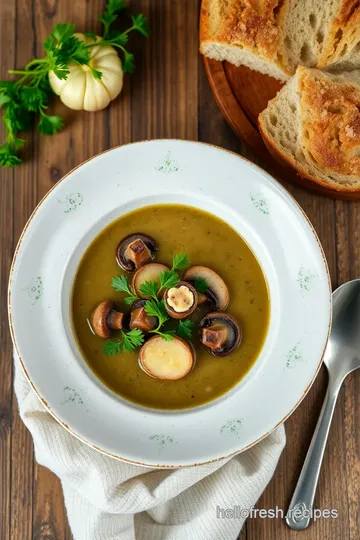 Sourdough Bread Bowl with Creamy Mushroom Soup presentation