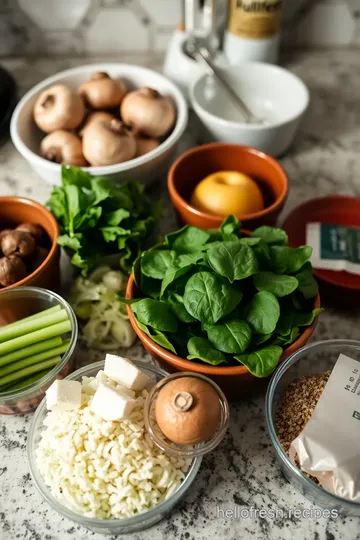 Stuffed Mushroom Cups with Spinach and Feta ingredients