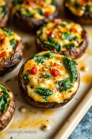 Stuffed Mushroom Cups with Spinach and Feta presentation