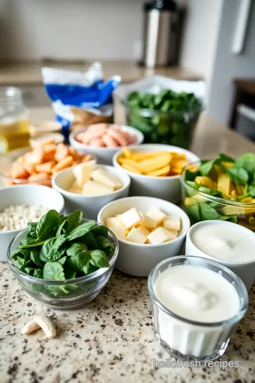 Creamy Garlic Parmesan Pasta with Spinach ingredients