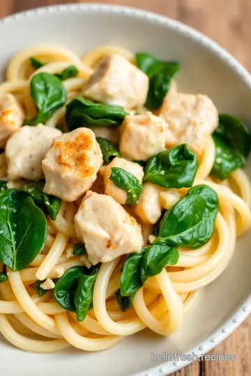 Creamy Garlic Parmesan Pasta with Spinach presentation