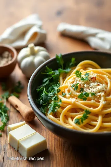 Cooked Creamy Garlic Pasta with Cheese ingredients