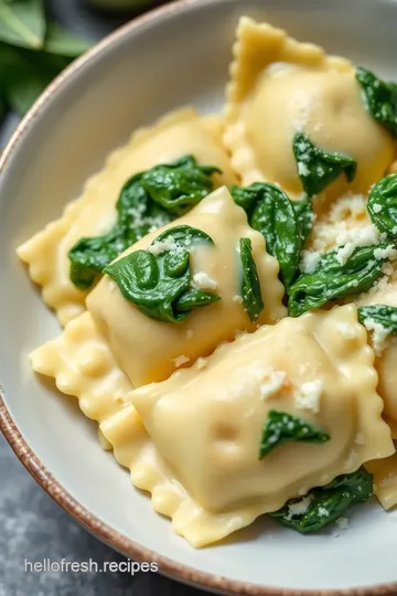 Handmade Ricotta and Spinach Ravioli with Sage Butter Sauce presentation