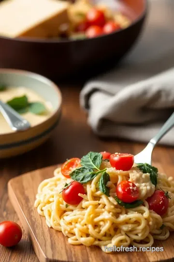 Creamy Orzo with Spinach & Cherry Tomatoes presentation