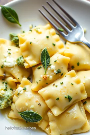 Artichoke Ravioli with Sage Butter Sauce presentation