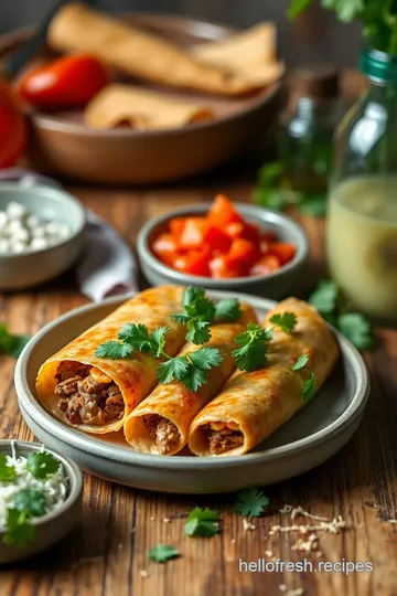 Fried Beef Flautas with Cheesy Flavor ingredients