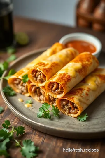 Fried Beef Flautas with Cheesy Flavor presentation