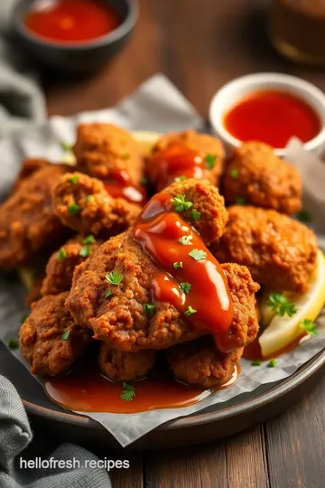 Crispy Fried Chicken with Spicy Hot Honey Sauce presentation