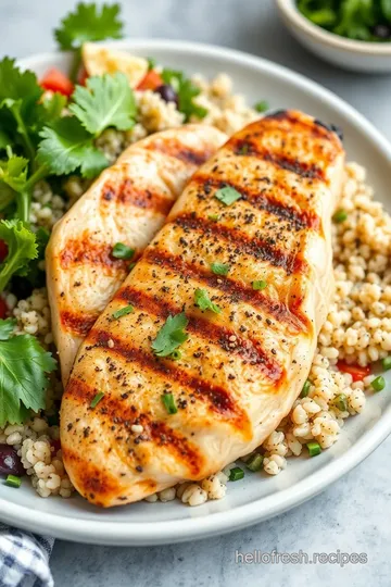 Savory Herb Chicken with Quinoa Salad presentation