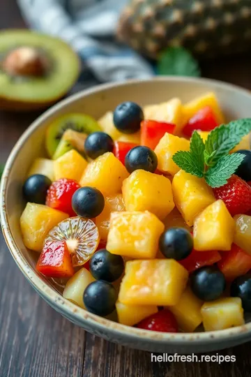 Underripe Fruit Salad with Citrus Honey Drizzle presentation