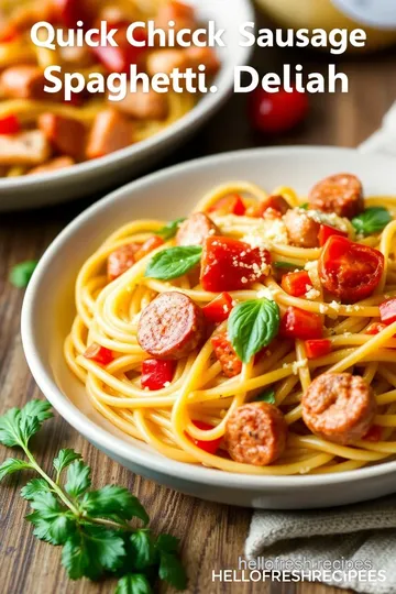 Chicken Sausage Spaghetti with Garlic and Spinach presentation