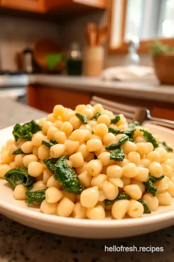 Creamy Pearl Pasta with Garlic and Spinach steps