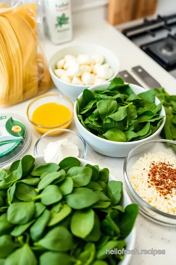 Linguine with Spinach and Garlic ingredients