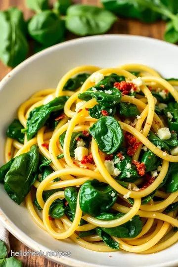 Linguine with Spinach and Garlic presentation