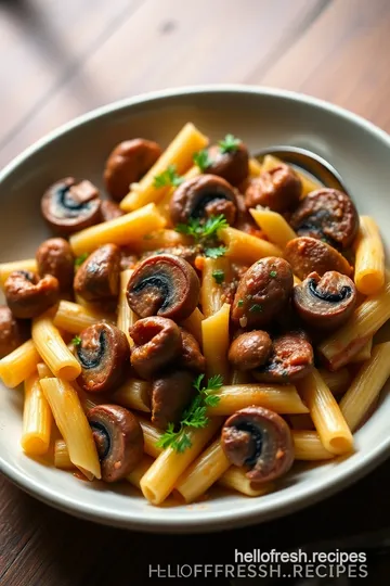 Rigatoni with Italian Sausage and Fresh Mushrooms presentation