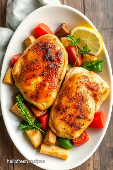 Roasted Lemon Herb Chicken with Veggies presentation