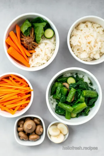 Vibrant Sautéed Bibimbap with Colorful Veggies ingredients