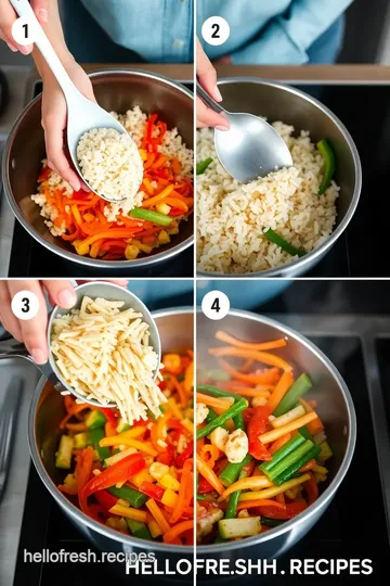 Vibrant Sautéed Bibimbap with Colorful Veggies steps