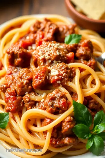 Slow Cooker Beef & Tomato Angel Hair Pasta presentation