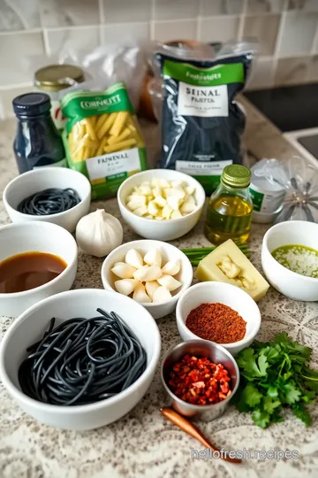 Squid Ink Pasta with Scallops ingredients