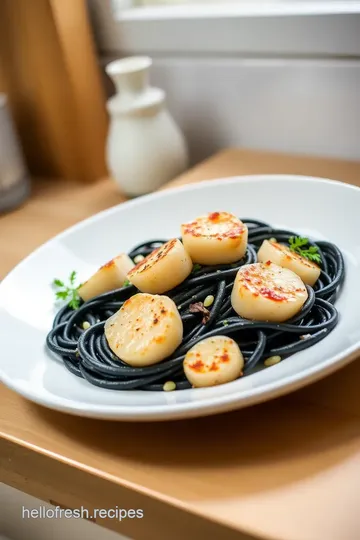 Squid Ink Pasta with Scallops steps