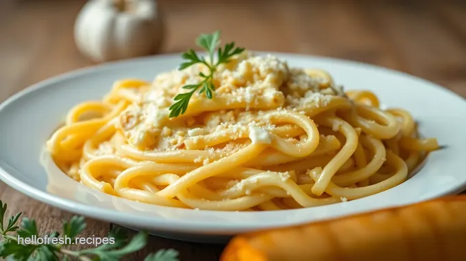 Cooked Creamy Garlic Pasta with Cheese