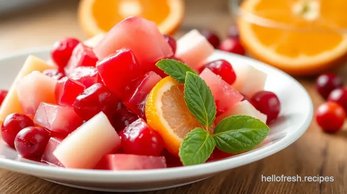 Fresh Cranberry Jello Salad with Apples and Oranges