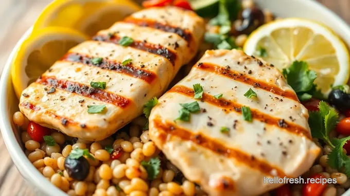 Mediterranean Grain Bowl with Grilled Lemon-Herb Chicken