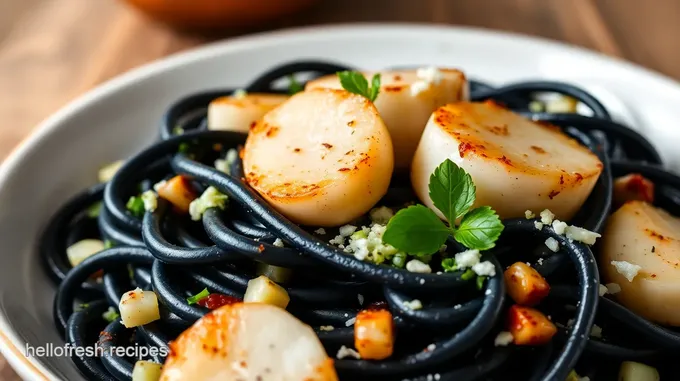 Squid Ink Pasta with Scallops